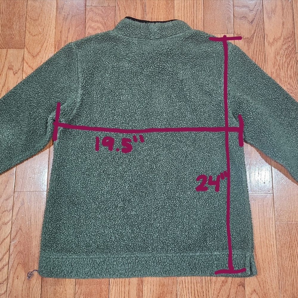 Vintage L.L. Bean Women's Dark Green Teddy Fleece Mockneck Sweater - Picture 3 of 4